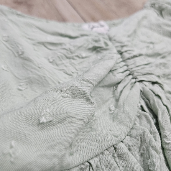 Japna Mint Green Smocked Peplum Top - Size Small - Picture 2 of 4